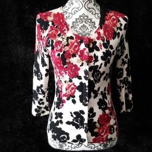 WHITE HOUSE BLACK MARKET-Floral Pattern Cardigan